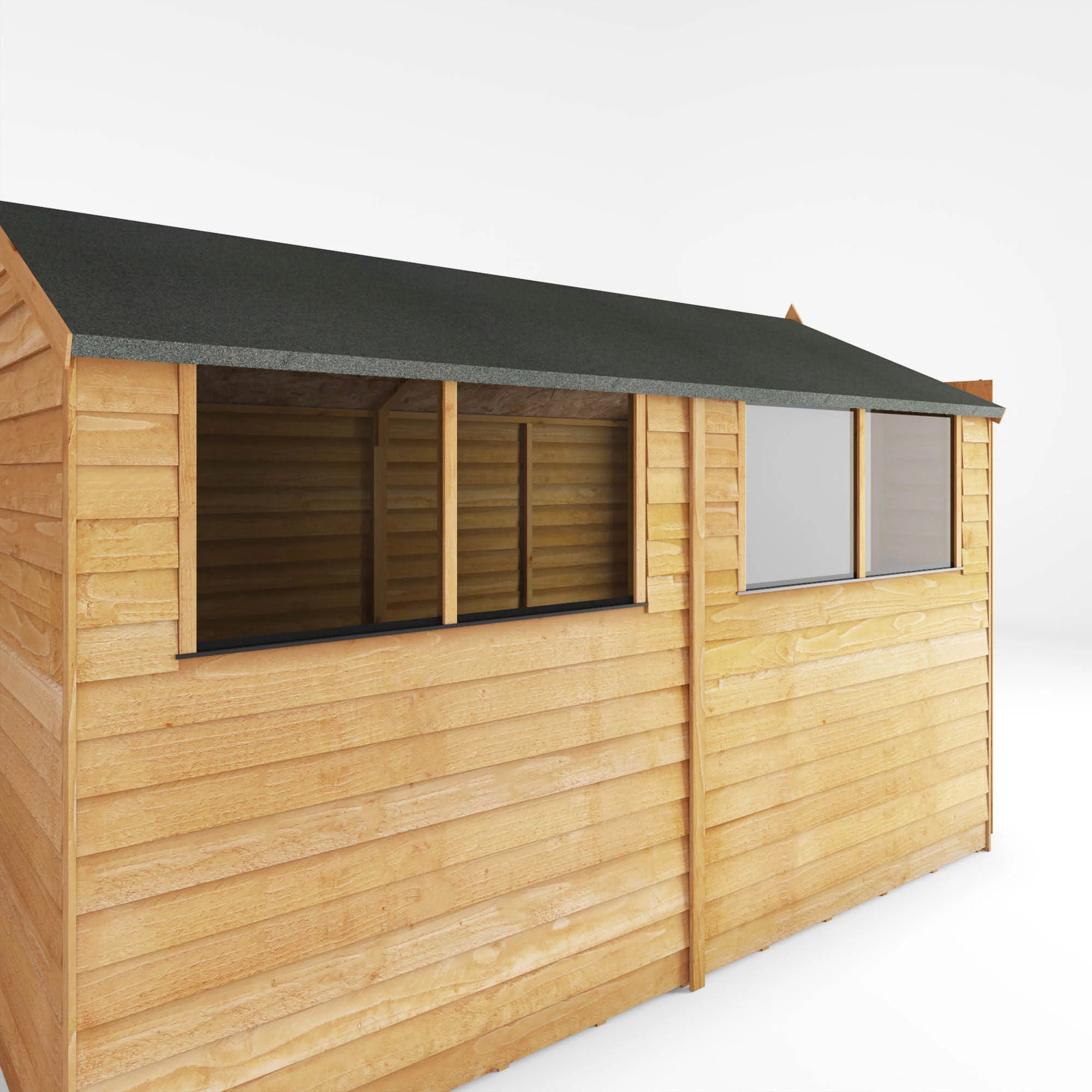 Mercia 10x6 Ft Apex Overlap Wooden 2 Door 4 Windows Shed With Floor 7 Mercia 10x6 Ft Apex Overlap Wooden 2 Door 4 Windows Shed With Floor - Image 5