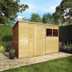 Mercia 10x6 Ft Pent Overlap Wooden 2 Windows Shed With Floor -Gardens and Outdoor mercia 10x6 ft pent overlap wooden 2 windows shed with floor5029442075167 01i