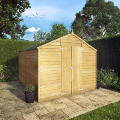Mercia 10x8 Ft Apex Overlap Wooden 2 Door 4 Windows Shed With Floor -Gardens and Outdoor mercia 10x8 ft apex overlap wooden 2 door 4 windows shed with floor5029442078199 01i