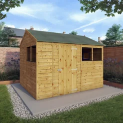 Mercia 10x8 Ft Reverse Apex Tongue & Groove Wooden 4 Windows Shed With Floor -Gardens and Outdoor mercia 10x8 ft reverse apex tongue groove wooden 4 windows shed with floor5029442006604 01i bq