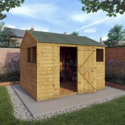 Mercia 10x8 Ft Reverse Apex Tongue & Groove Wooden 4 Windows Shed With Floor -Gardens and Outdoor mercia 10x8 ft reverse apex tongue groove wooden 4 windows shed with floor5029442006604 02i bq