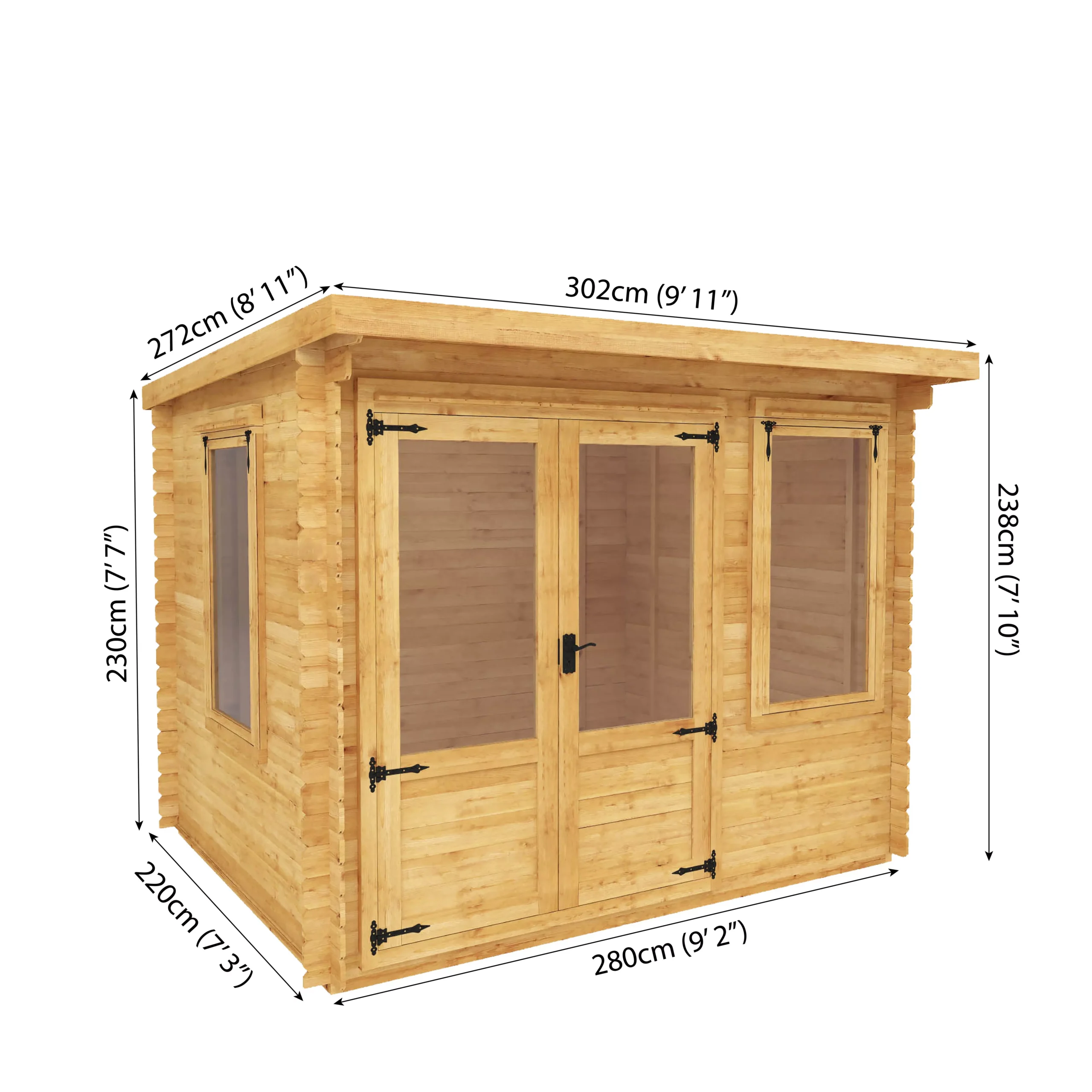 Mercia 10x8 Pent Tongue & Groove Cabin With Double Door 12 Mercia 10x8 Pent Tongue & Groove Cabin With Double Door - Image 10