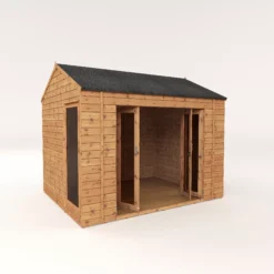 Mercia 10x8 Reverse Apex Tongue & Groove Summer House With Bi-fold Door -Gardens and Outdoor mercia 10x8 reverse apex tongue groove summer house with bi fold door5029442089737 03c bq