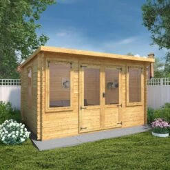 Mercia 13x10 Pent Tongue & Groove Cabin With Double Door -Gardens and Outdoor mercia 13x10 pent tongue groove cabin with double door5029442002453 01i bq