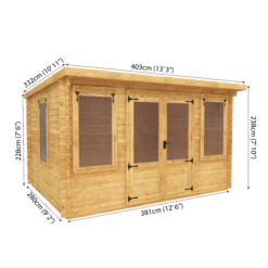 Mercia 13x10 Pent Tongue & Groove Cabin With Double Door -Gardens and Outdoor mercia 13x10 pent tongue groove cabin with double door5029442002453 01t bq