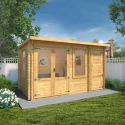 Mercia 13x8 Pent Tongue & Groove Cabin With Double Door -Gardens and Outdoor mercia 13x8 pent tongue groove cabin with double door5029442002477 01i bq