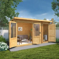 Mercia 13x8 Pent Tongue & Groove Cabin With Double Door -Gardens and Outdoor mercia 13x8 pent tongue groove cabin with double door5029442002477 02i bq