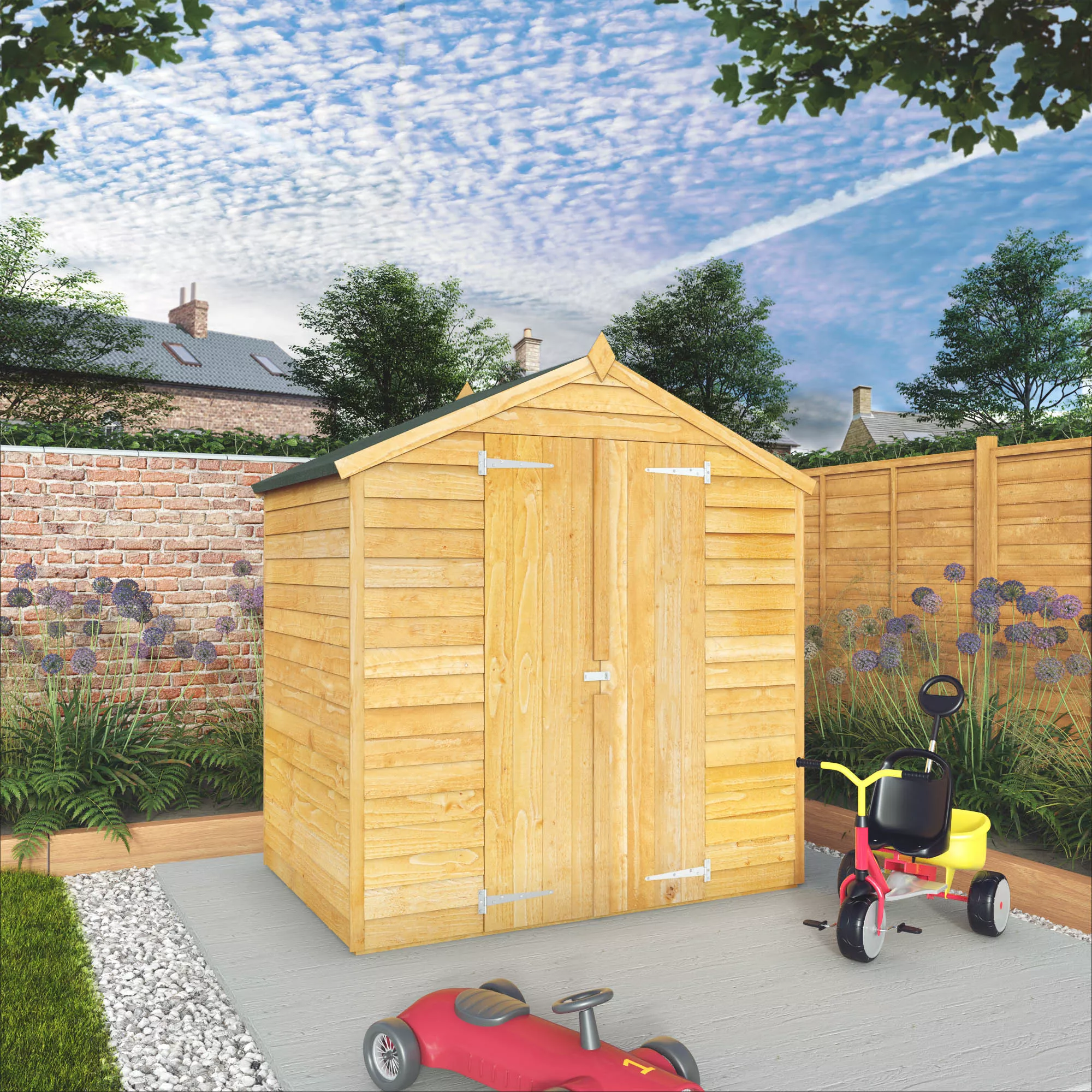 Mercia 6x4 Ft Apex Overlap Wooden 2 Door Shed With Floor 9 Mercia 6x4 Ft Apex Overlap Wooden 2 Door Shed With Floor - Image 7