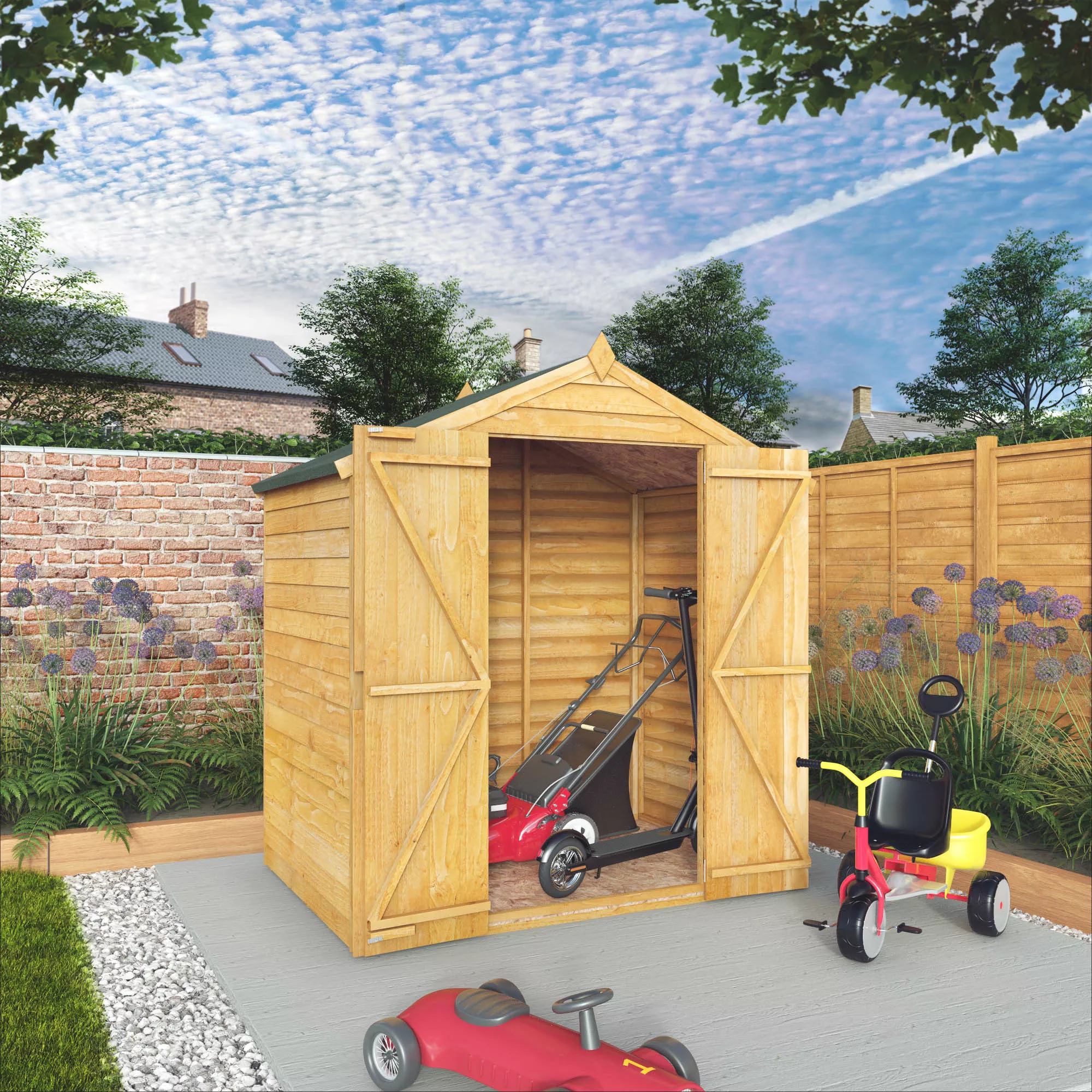 Mercia 6x4 Ft Apex Overlap Wooden 2 Door Shed With Floor 3 Mercia 6x4 Ft Apex Overlap Wooden 2 Door Shed With Floor