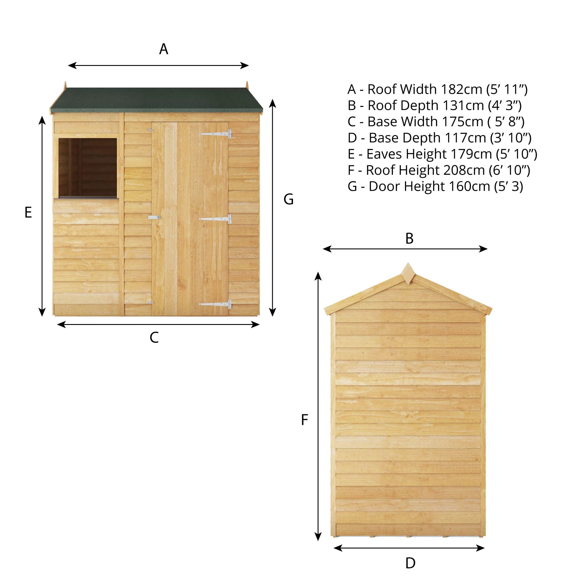 Mercia 6x4 Ft Reverse Apex Overlap Wooden Shed With Floor 10 Mercia 6x4 Ft Reverse Apex Overlap Wooden Shed With Floor - Image 8