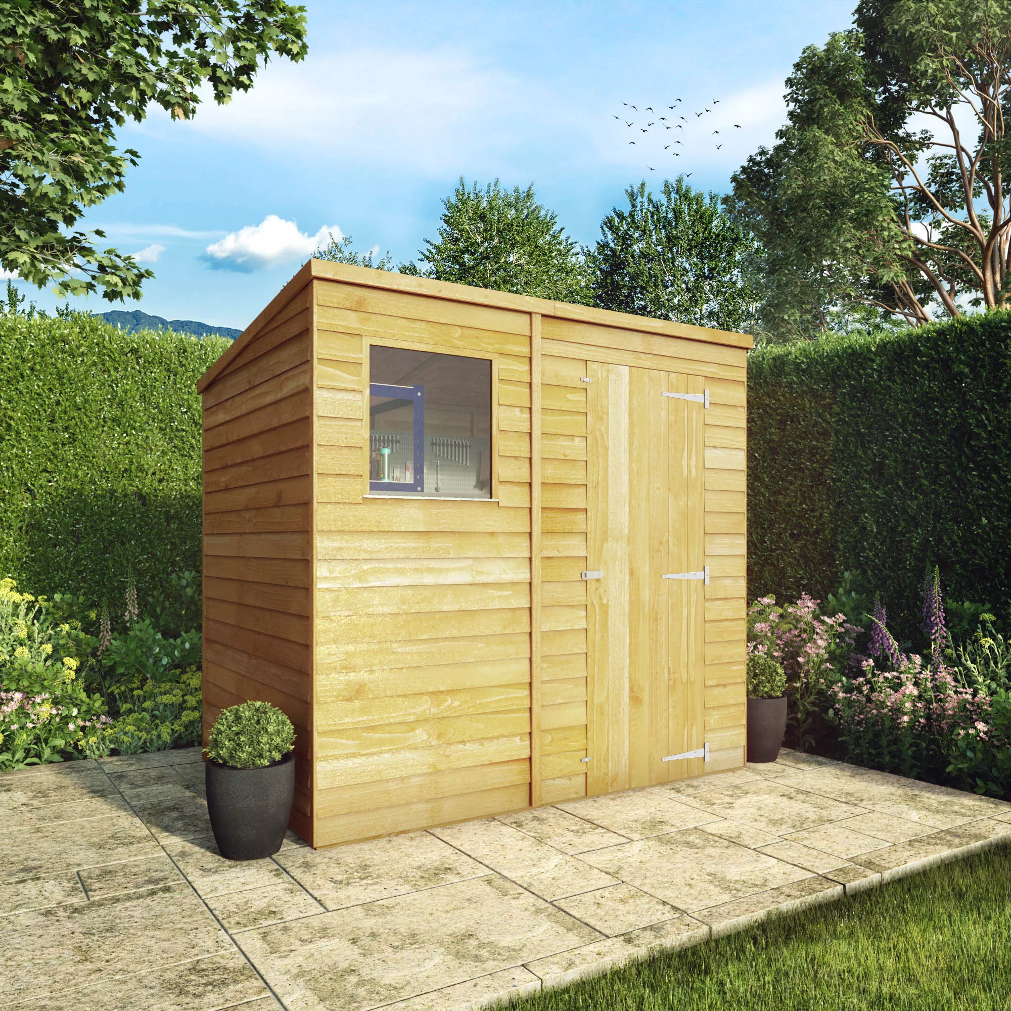 Mercia 7x5 Ft Pent Overlap Wooden Shed With Floor 10 Mercia 7x5 Ft Pent Overlap Wooden Shed With Floor - Image 8