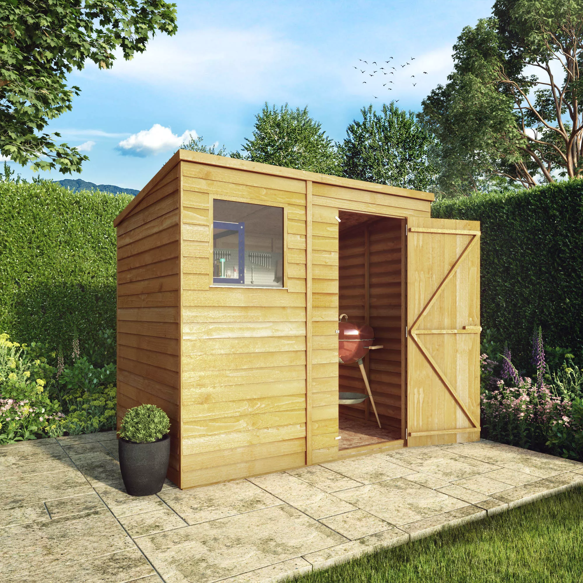 Mercia 7x5 Ft Pent Overlap Wooden Shed With Floor 3 Mercia 7x5 Ft Pent Overlap Wooden Shed With Floor