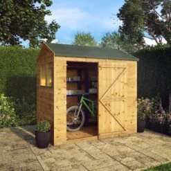 Mercia 7x5 Ft Reverse Apex Tongue & Groove Wooden 2 Windows Shed With Floor -Gardens and Outdoor mercia 7x5 ft reverse apex tongue groove wooden 2 windows shed with floor5029442006468 02i bq