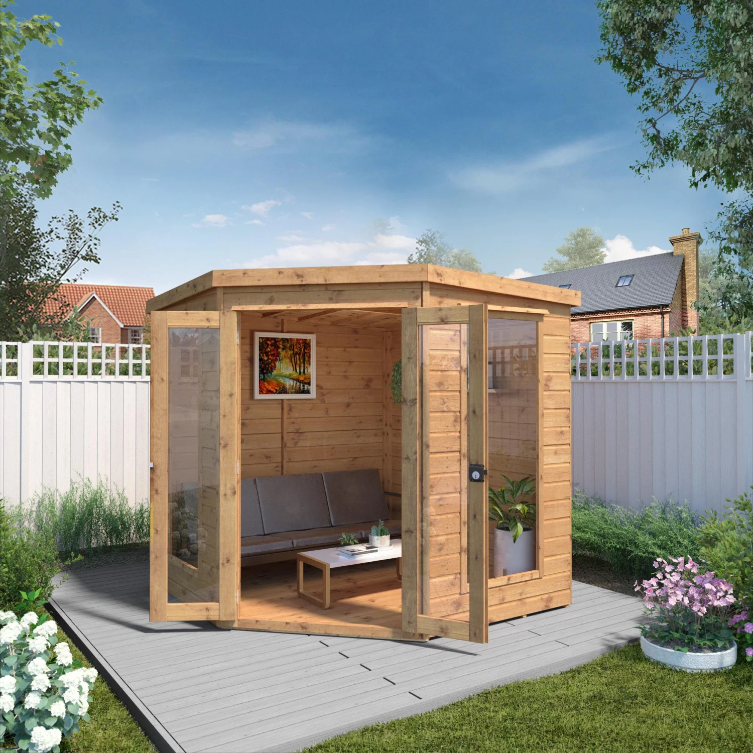 Mercia 7x7 Pent Shiplap Summer House With Double Door 3 Mercia 7x7 Pent Shiplap Summer House With Double Door