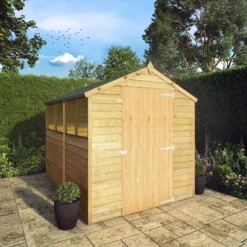 Mercia 8x6 Ft Apex Overlap Wooden 4 Windows Shed With Floor -Gardens and Outdoor mercia 8x6 ft apex overlap wooden 4 windows shed with floor5029442085463 01i