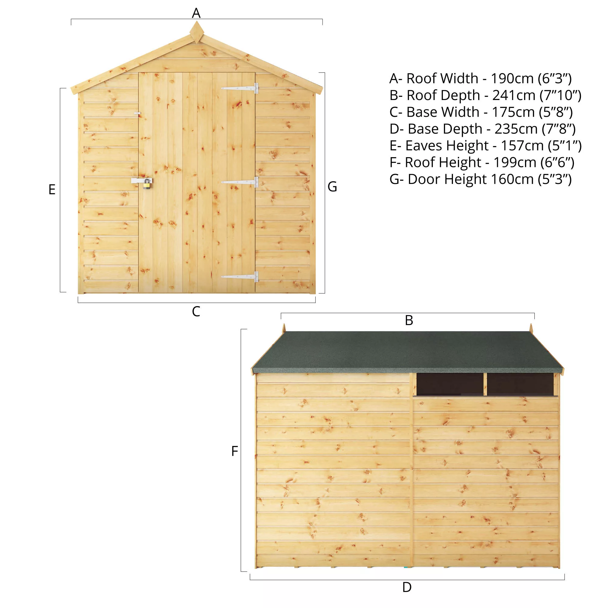 Mercia 8x6 Ft Apex Shiplap Wooden 2 Windows Shed With Floor 11 Mercia 8x6 Ft Apex Shiplap Wooden 2 Windows Shed With Floor - Image 9