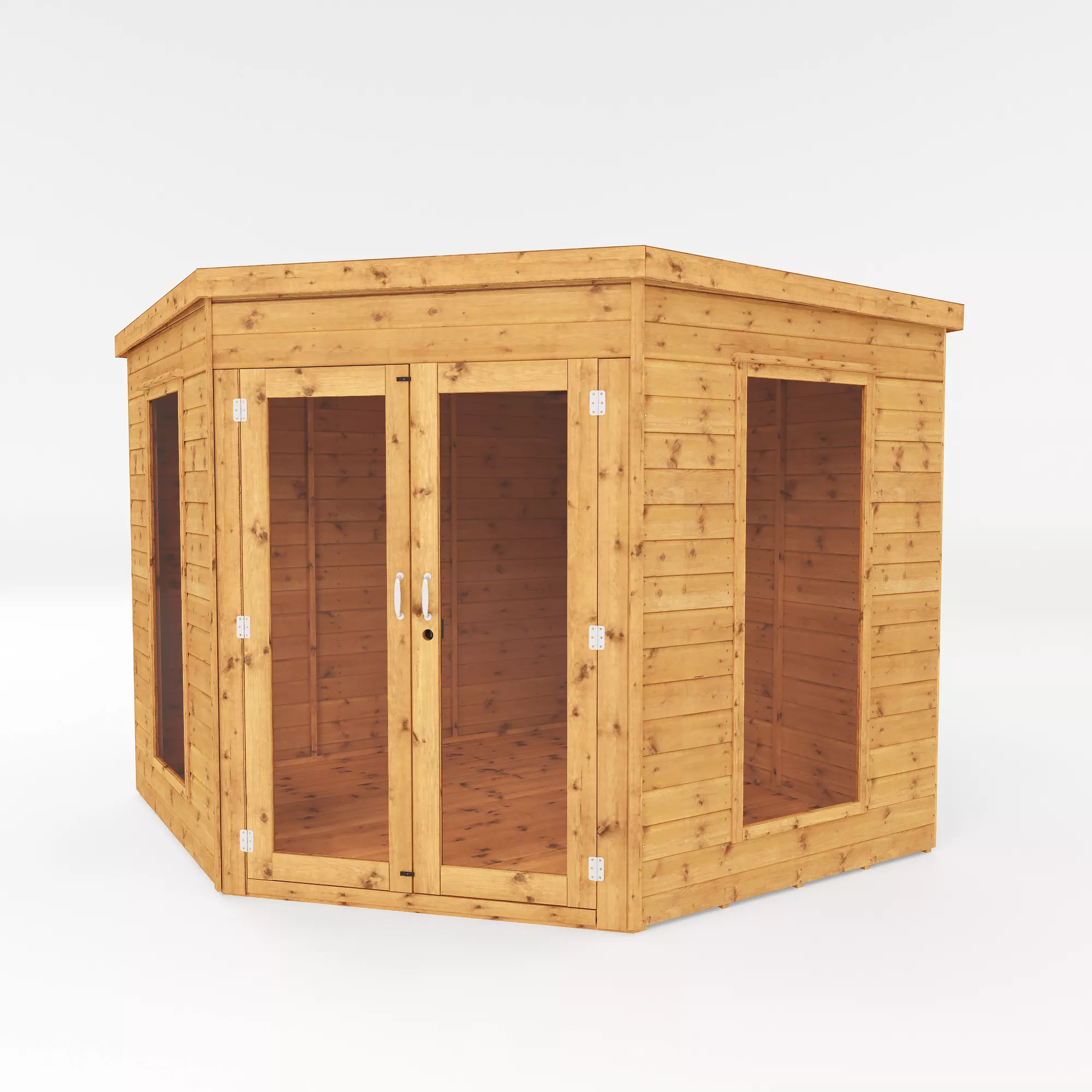 Mercia Corner 8x8 Ft Flat Shiplap Wooden Summer House With Double Door 4 Mercia Corner 8x8 Ft Flat Shiplap Wooden Summer House With Double Door - Image 2