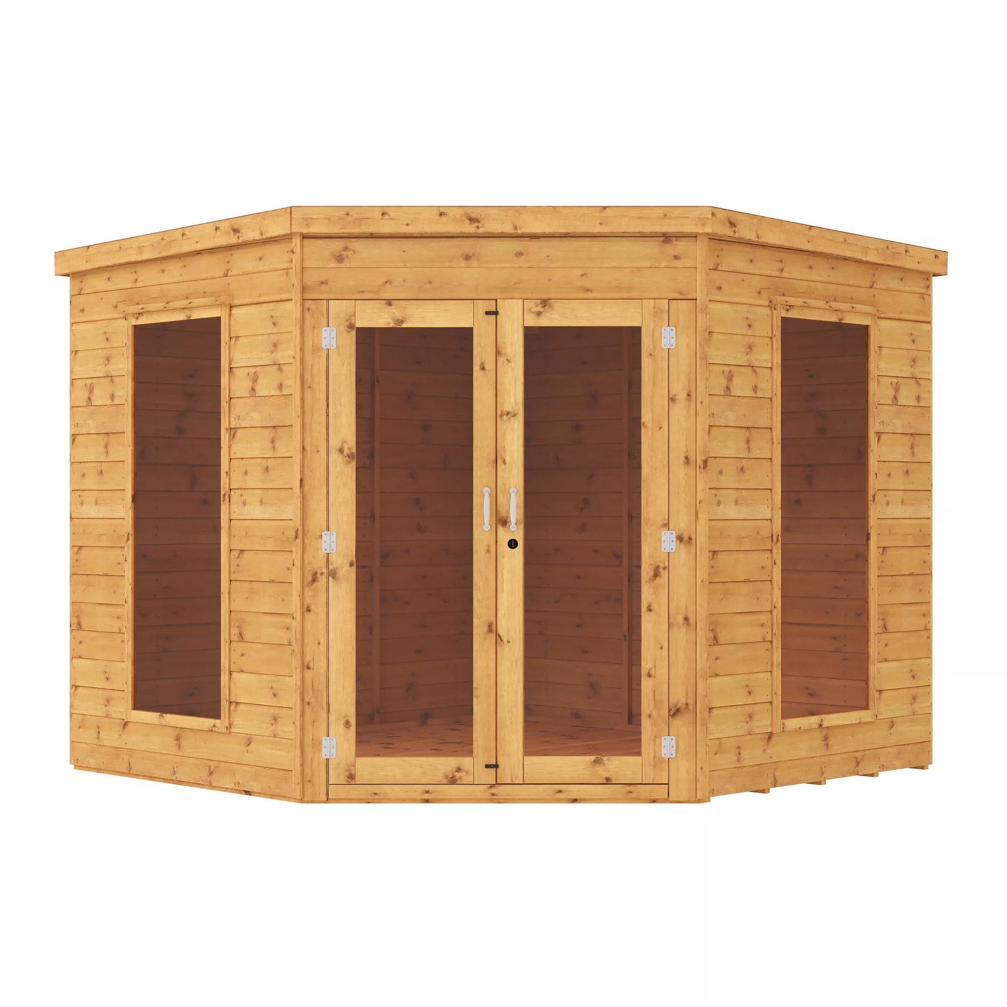 Mercia Corner 8x8 Ft Flat Shiplap Wooden Summer House With Double Door 5 Mercia Corner 8x8 Ft Flat Shiplap Wooden Summer House With Double Door - Image 3