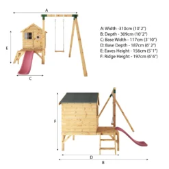 Mercia Snug Wooden Swing Set & Slide -Gardens and Outdoor mercia snug wooden swing set slide5029442008264 01t