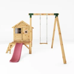 Mercia Snug Wooden Swing Set & Slide -Gardens and Outdoor mercia snug wooden swing set slide5029442008264 02c