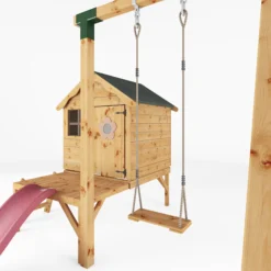 Mercia Snug Wooden Swing Set & Slide -Gardens and Outdoor mercia snug wooden swing set slide5029442008264 05c
