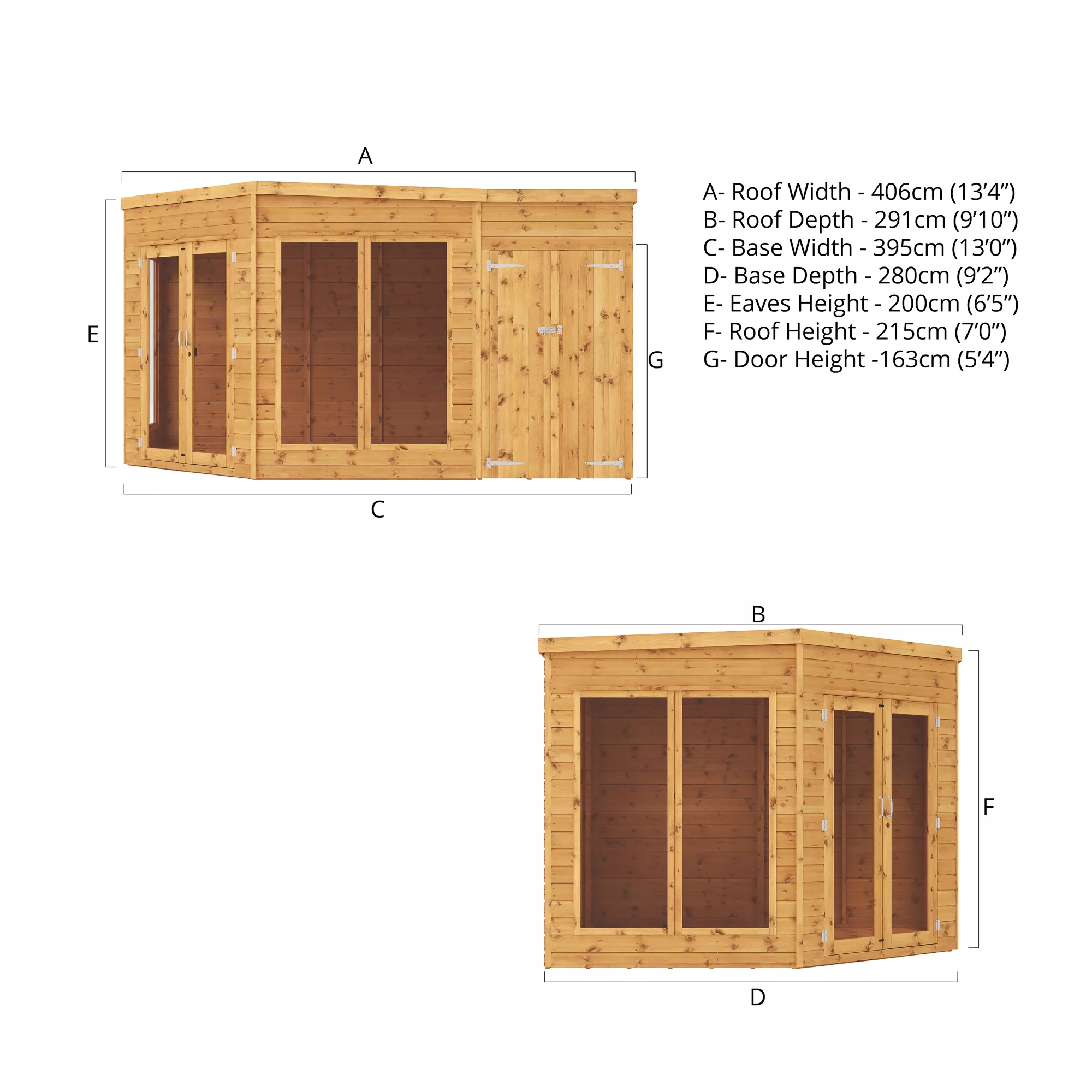 Mercia Summer House 13x9 Ft Pent Shiplap Solid Wood Summer House With Double Door 11 Mercia Summer House 13x9 Ft Pent Shiplap Solid Wood Summer House With Double Door - Image 9