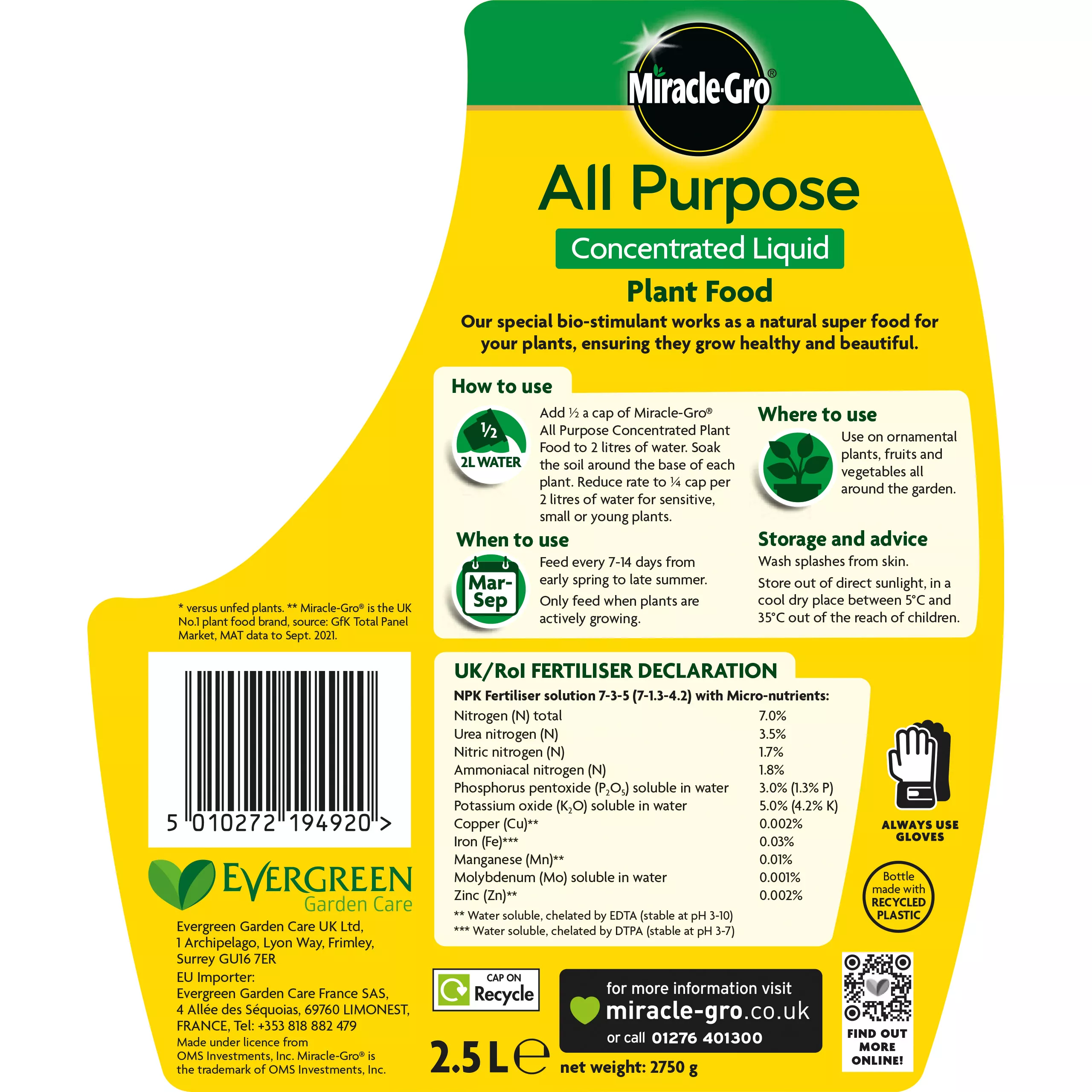 Miracle-Gro All Purpose Universal Liquid Plant Feed 2.5L 4 Miracle-Gro All Purpose Universal Liquid Plant Feed 2.5L - Image 2
