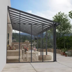 Palram - Canopia 3 Series Grey Patio Cover Side Wall, (L)2.57m (H)3.05m -Gardens and Outdoor palram canopia 3 series grey patio cover side wall l 2 57m h 3 05m7290108137217 03i bq