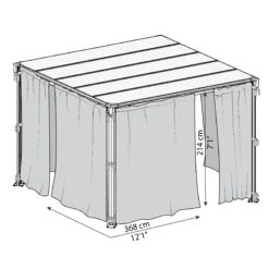 Palram - Canopia 4K Series Grey Polyester (PES) Gazebo Curtain, Pack Of 6 (L)2170mm (W)4010mm -Gardens and Outdoor palram canopia 4k series grey polyester pes gazebo curtain pack of 6 l 2170mm w 4010mm7290108133714 01t