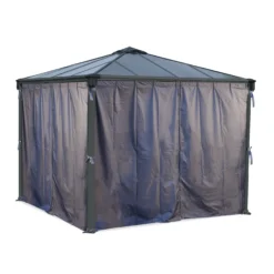 Palram - Canopia 4K Series Grey Polyester (PES) Gazebo Curtain, Pack Of 6 (L)2170mm (W)4010mm -Gardens and Outdoor palram canopia 4k series grey polyester pes gazebo curtain pack of 6 l 2170mm w 4010mm7290108133714 04c