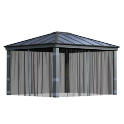 Palram - Canopia Dallas Grey Polyester (PES) Gazebo Netting, Pack Of 4 (L)2120mm (W)4090mm