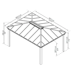 Palram - Canopia Dallas Grey Rectangular Gazebo, (W)4.88m (D)3.64m - Assembly Required -Gardens and Outdoor palram canopia dallas grey rectangular gazebo w 4 88m d 3 64m assembly required7290108601947 01t bq