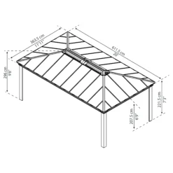 Palram - Canopia Dallas Grey Rectangular Gazebo, (W)6.12m (D)3.64m - Assembly Required -Gardens and Outdoor palram canopia dallas grey rectangular gazebo w 6 12m d 3 64m assembly required7290108601954 01t bq