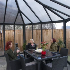 Palram - Canopia Garda Grey Hexagonal Gazebo, (W)5.17m (D)5.95m - Assembly Required -Gardens and Outdoor palram canopia garda grey hexagonal gazebo w 5 17m d 5 95m assembly required7290108137040 03i bq