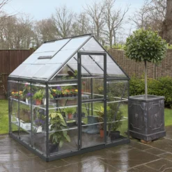 Palram - Canopia Harmony Grey 6X6 Greenhouse -Gardens and Outdoor palram canopia harmony grey 6x6 greenhouse7290108601046 02i BQ