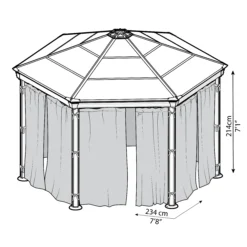 Palram - Canopia Hexagonal Grey Polyester (PES) Gazebo Curtain, Pack Of 6 (L)2170mm (W)2320mm -Gardens and Outdoor palram canopia hexagonal grey polyester pes gazebo curtain pack of 6 l 2170mm w 2320mm7290108133530 01t