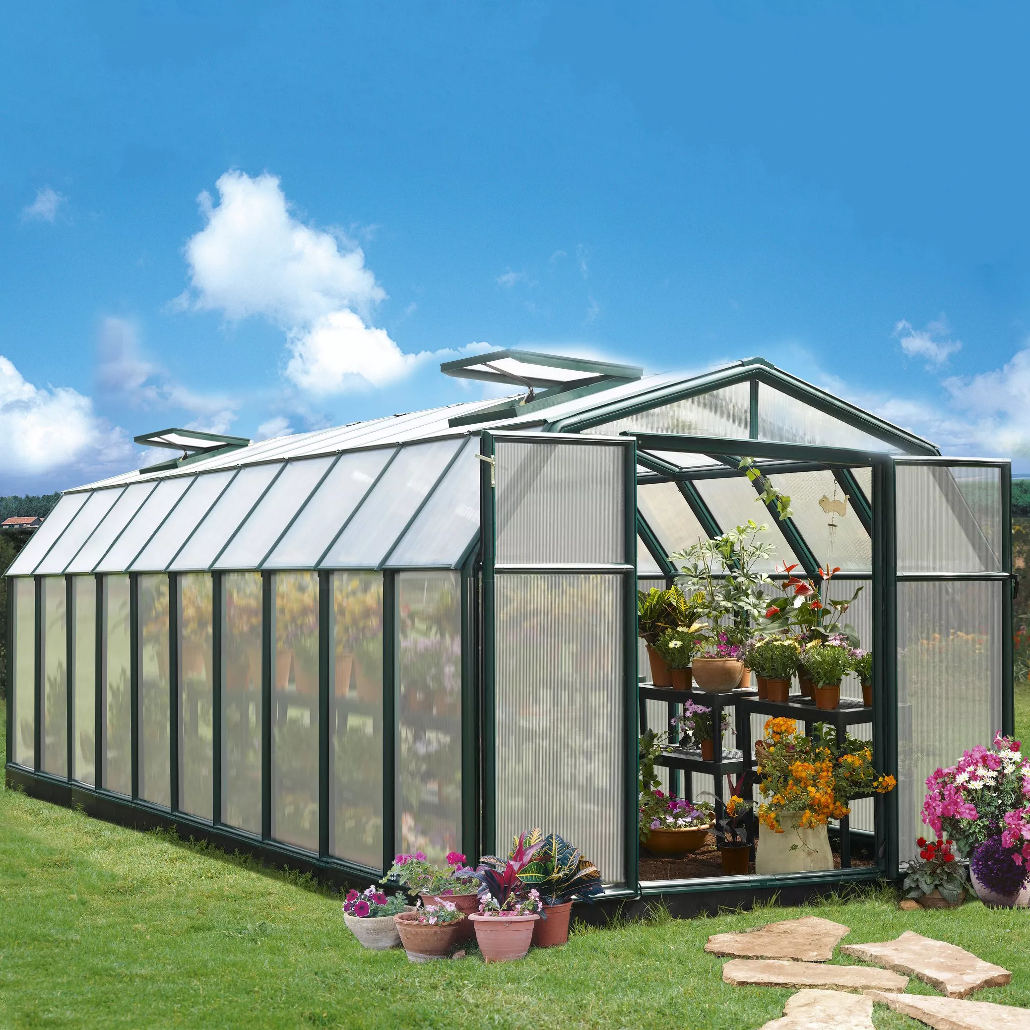 Palram - Canopia Hobby Gardner Green 8x20 Greenhouse 3 Palram - Canopia Hobby Gardner Green 8x20 Greenhouse