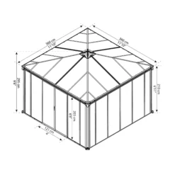 Palram - Canopia Ledro Grey Rectangular Gazebo, (W)3.6m (D)3.6m - Assembly Required -Gardens and Outdoor palram canopia ledro grey rectangular gazebo w 3 6m d 3 6m assembly required7290108136531 01t bq
