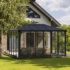 Palram - Canopia Ledro Grey Rectangular Gazebo, (W)4.3m (D)2.96m - Assembly Required -Gardens and Outdoor palram canopia ledro grey rectangular gazebo w 4 3m d 2 96m assembly required7290108139648 02i bq