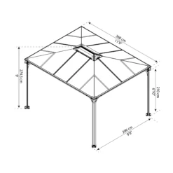 Palram - Canopia Martinique Grey Rectangular Gazebo, (W)3.6m (D)2.96m - Assembly Required -Gardens and Outdoor palram canopia martinique grey rectangular gazebo w 3 6m d 2 96m assembly required7290108137910 01t bq