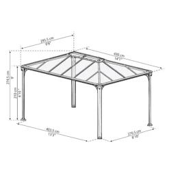 Palram - Canopia Martinique Grey Rectangular Gazebo, (W)4.3m (D)2.96m - Assembly Required -Gardens and Outdoor palram canopia martinique grey rectangular gazebo w 4 3m d 2 96m assembly required7290108130249 01t bq