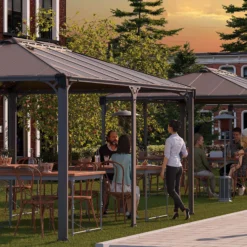 Palram - Canopia Martinique Grey Rectangular Gazebo, (W)4.93m (D)3.59m - Assembly Required -Gardens and Outdoor palram canopia martinique grey rectangular gazebo w 4 93m d 3 59m assembly required7290108136234 03i bq