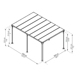 Palram - Canopia Milano Grey Rectangular Gazebo, (W)4.26m (D)3.09m - Assembly Required -Gardens and Outdoor palram canopia milano grey rectangular gazebo w 4 26m d 3 09m assembly required7290108136241 01t bq