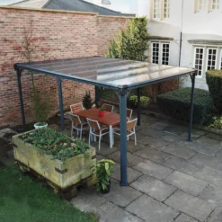 Palram - Canopia Milano Grey Rectangular Gazebo, (W)4.26m (D)3.09m - Assembly Required -Gardens and Outdoor palram canopia milano grey rectangular gazebo w 4 26m d 3 09m assembly required7290108136241 02i bq