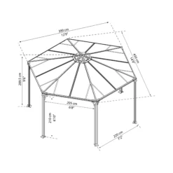 Palram - Canopia Monaco Grey Hexagonal Gazebo, (W)4.5m (D)3.9m - Assembly Required -Gardens and Outdoor palram canopia monaco grey hexagonal gazebo w 4 5m d 3 9m assembly required7290108130232 01t bq