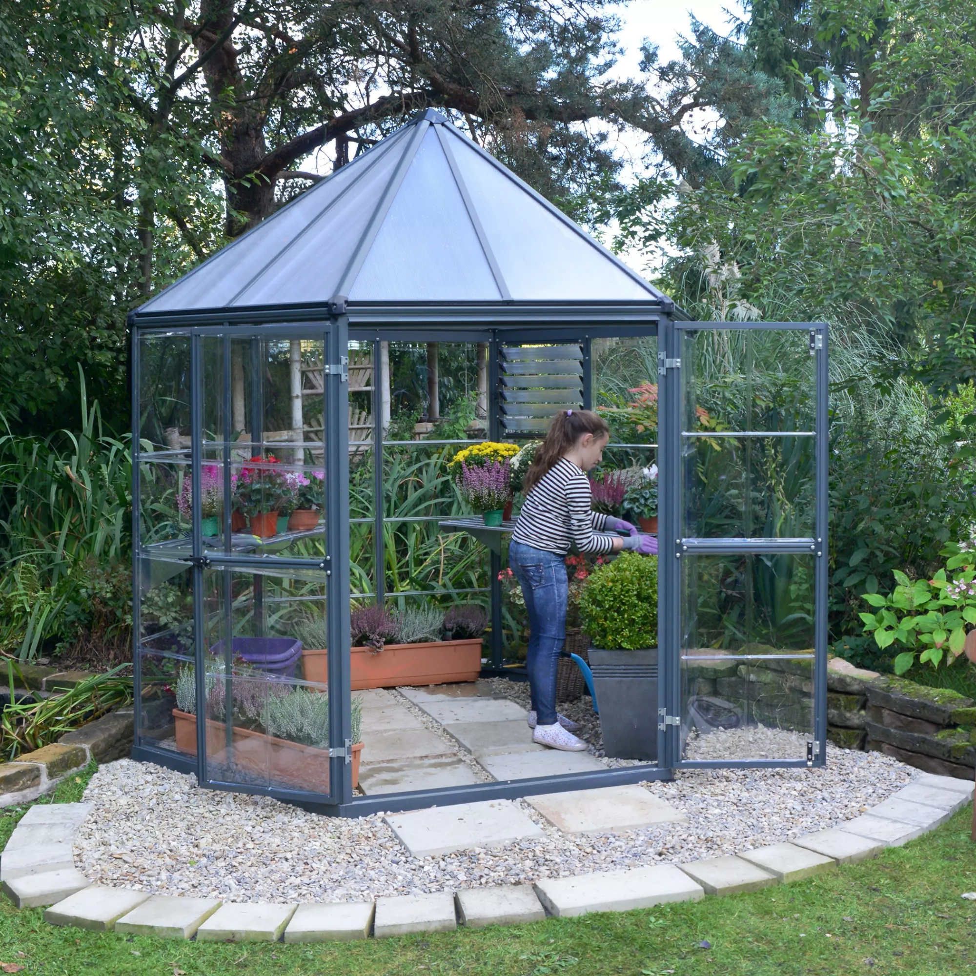 Palram - Canopia Oasis™ Grey 8x6 Greenhouse 4 Palram - Canopia Oasis™ Grey 8x6 Greenhouse - Image 2