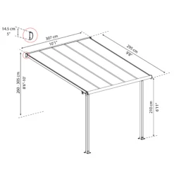 Palram - Canopia Olympia Grey Non-retractable Awning, (L)3.07m (H)3.05m (W)2.95m -Gardens and Outdoor palram canopia olympia grey non retractable awning l 3 07m h 3 05m w 2 95m7290108133967 01t bq