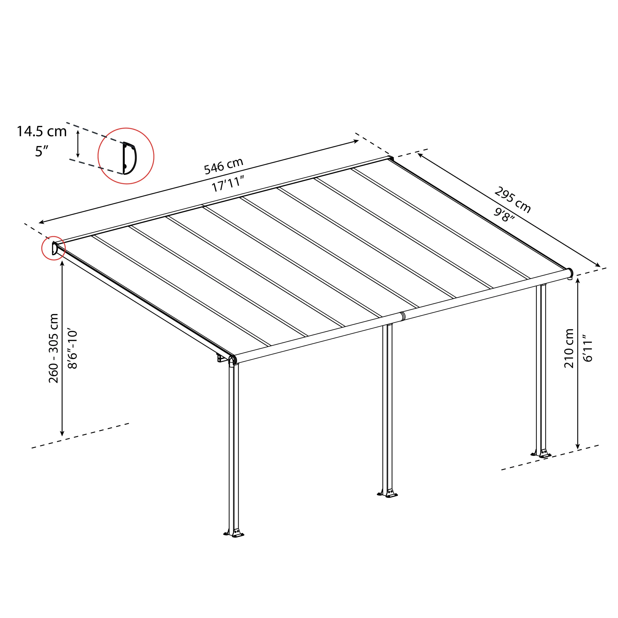 Palram - Canopia Olympia White Non-retractable Awning, (L)5.46m (H)3.05m (W)2.95m 11 Palram - Canopia Olympia White Non-retractable Awning, (L)5.46m (H)3.05m (W)2.95m - Image 9