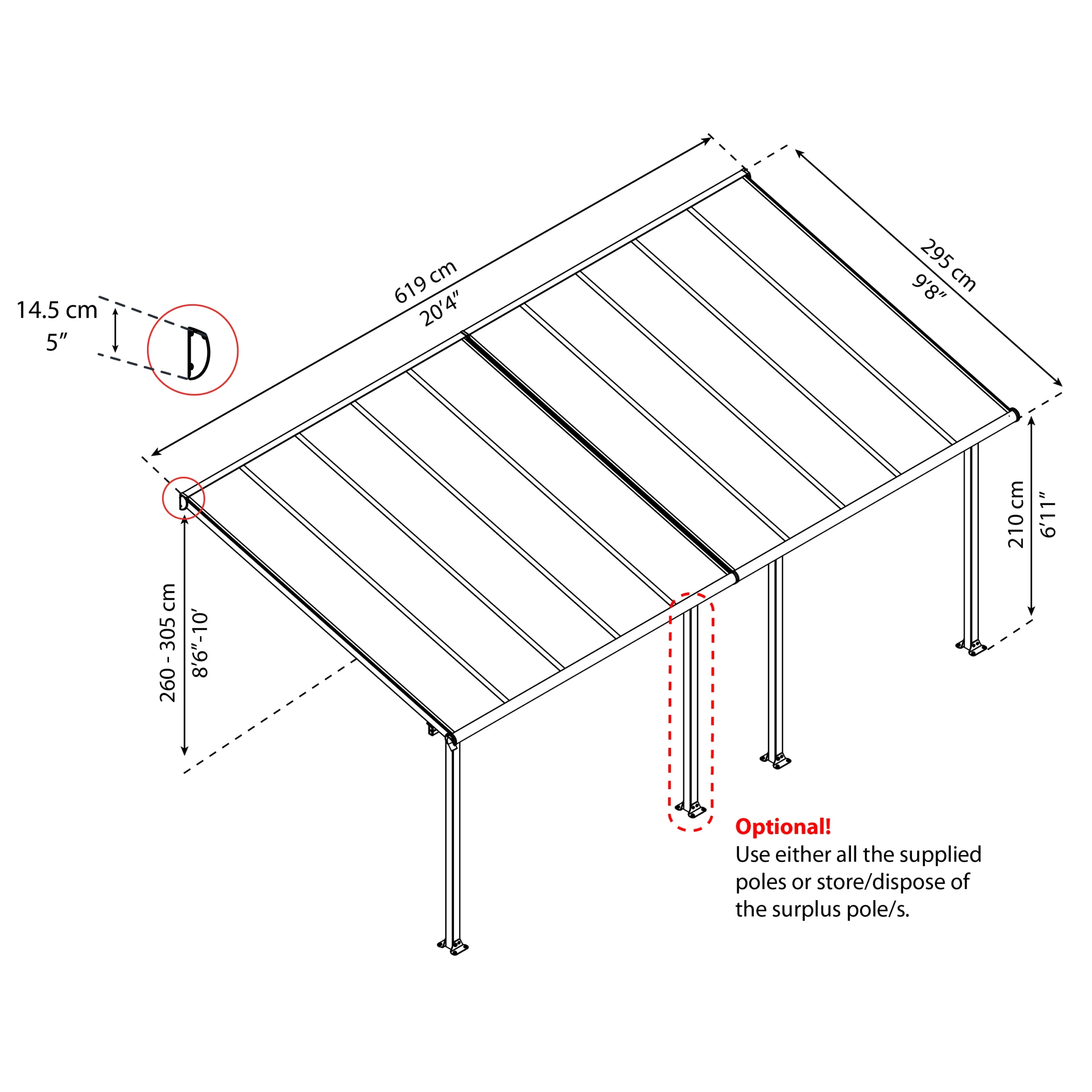 Palram - Canopia Olympia White Non-retractable Awning, (L)6.19m (H)3.05m (W)2.95m 10 Palram - Canopia Olympia White Non-retractable Awning, (L)6.19m (H)3.05m (W)2.95m - Image 8
