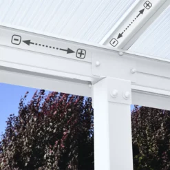 Palram - Canopia Olympia White Non-retractable Awning, (L)8.6m (H)3.05m (W)2.95m -Gardens and Outdoor palram canopia olympia white non retractable awning l 8 6m h 3 05m w 2 95m7290108134346 02i bq